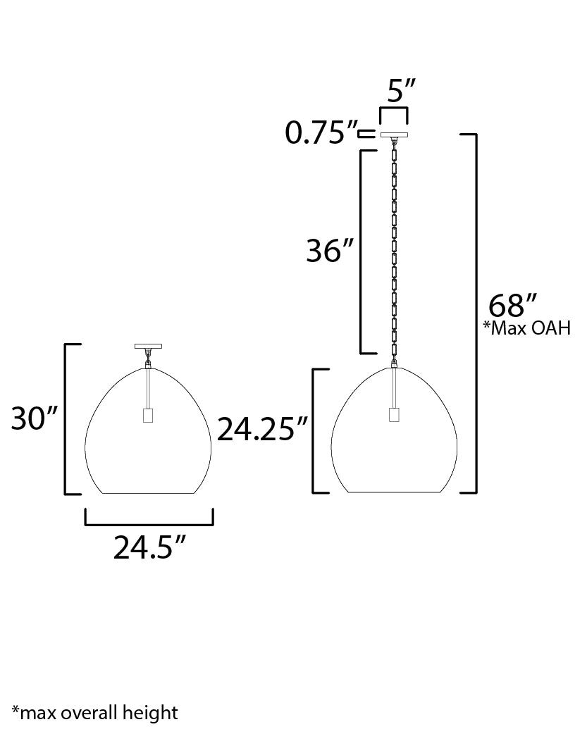 Gilda X-Large Pendant dimensions diagram