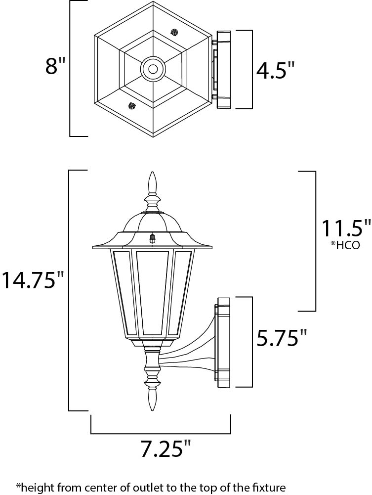 Builder Cast Outdoor Wall Mount dimensions diagram