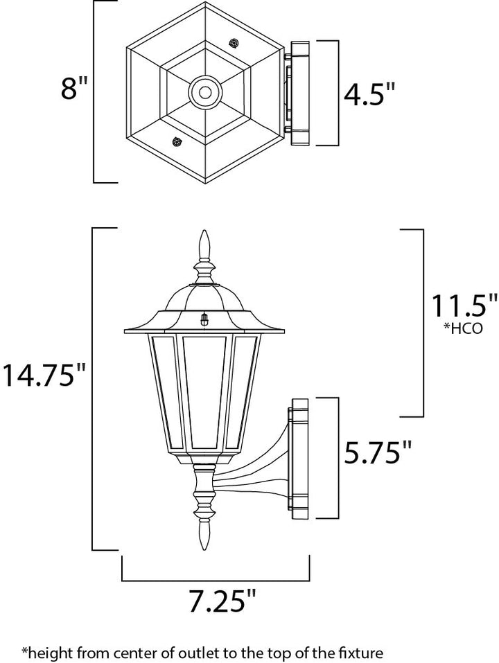 Builder Cast Outdoor Wall Mount dimensions diagram