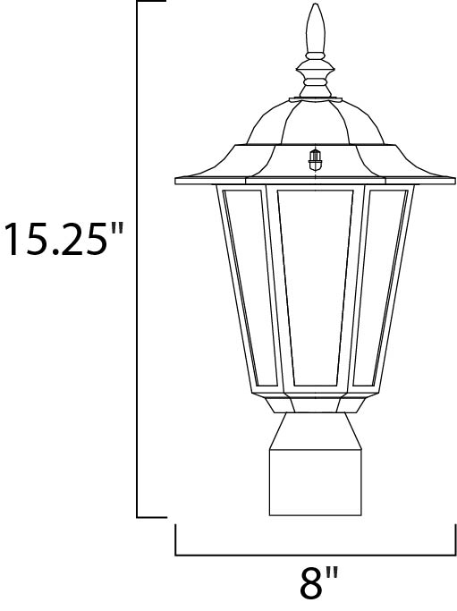 Builder Cast Outdoor Pole/Post Lantern dimensions diagram