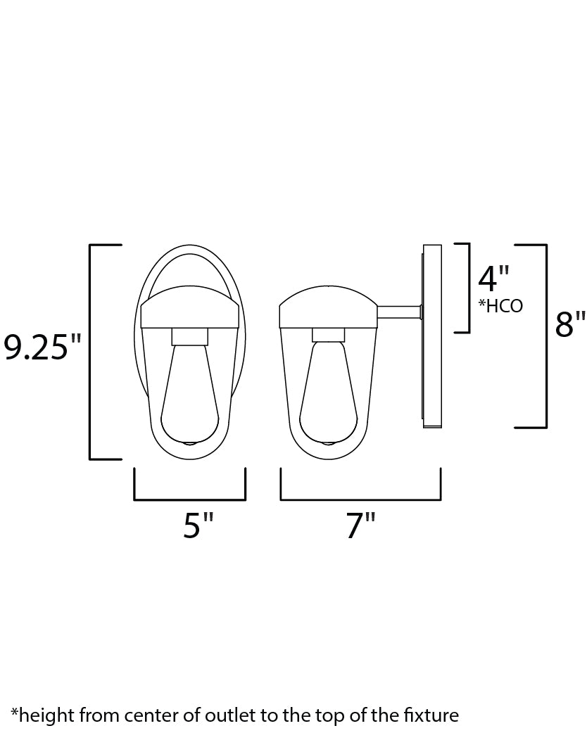 Lido 1-Light Outdoor Wall Sconce dimensions diagram