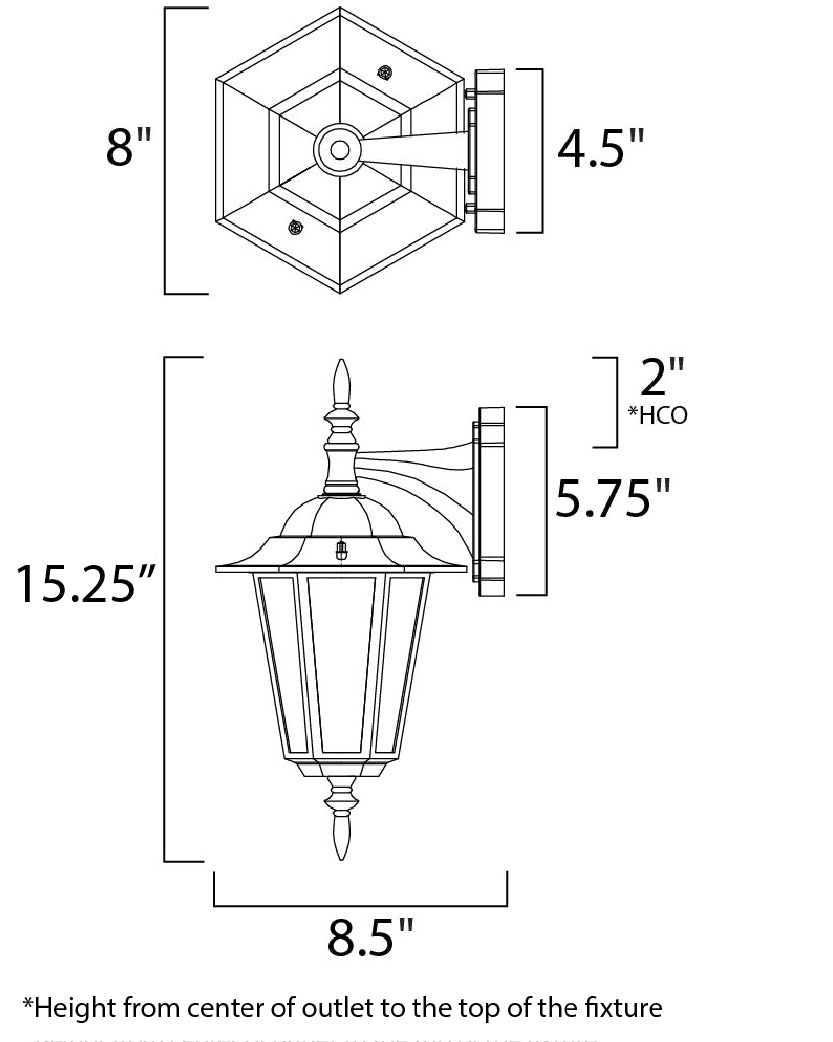 Builder Cast Outdoor Wall Mount dimensions diagram