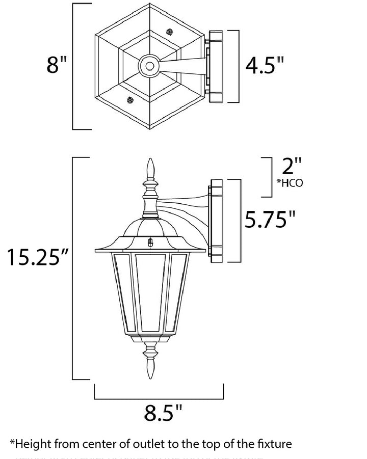 Builder Cast Outdoor Wall Mount dimensions diagram