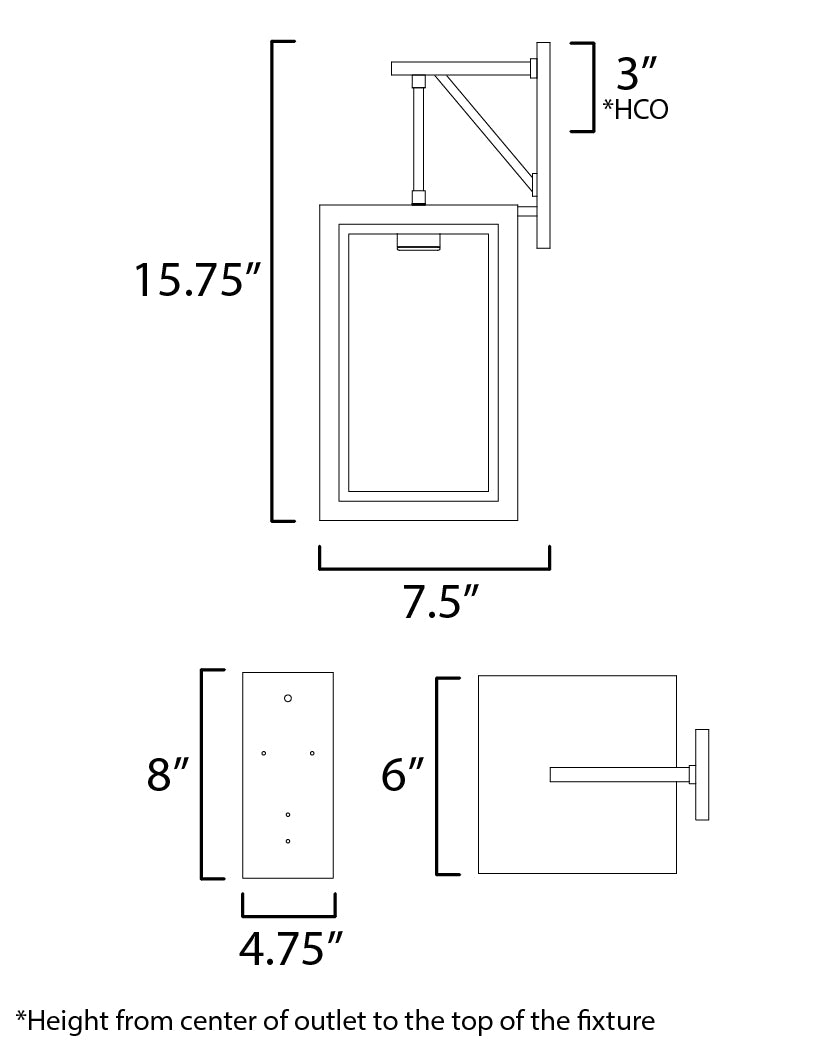 Neoclass Outdoor Sconce dimensions diagram