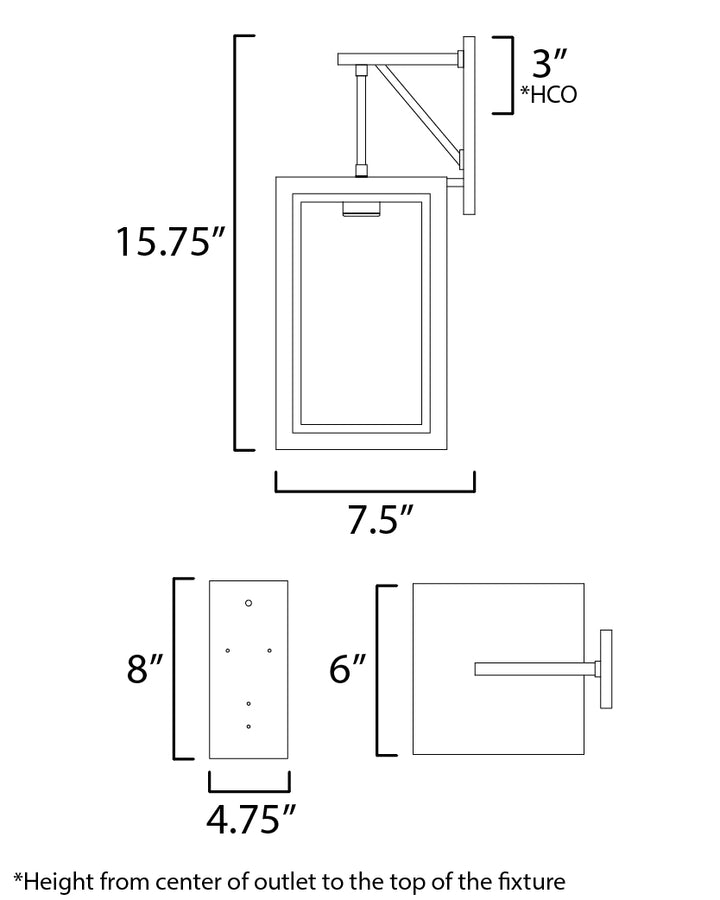 Neoclass Outdoor Sconce dimensions diagram