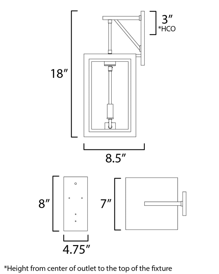 Neoclass Outdoor Sconce dimensions diagram