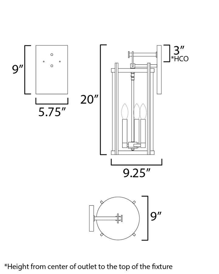 Belfry Wall Sconce dimensions diagram