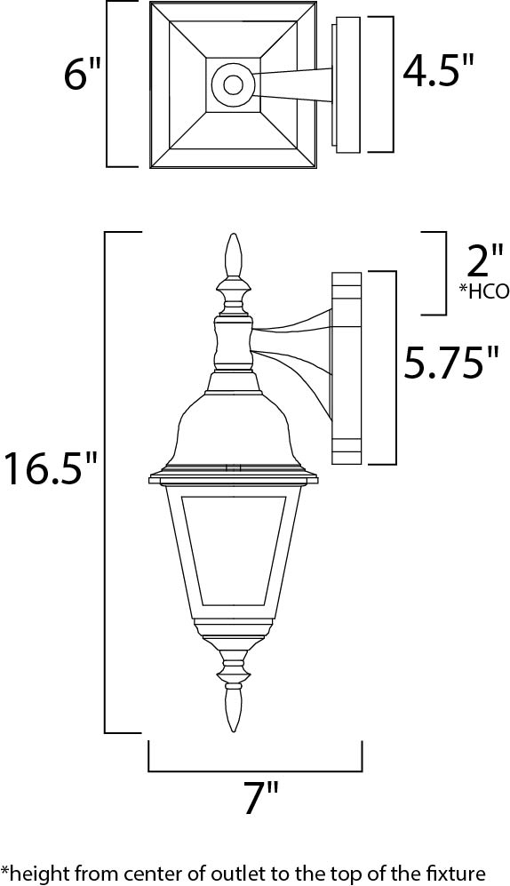 Builder Cast Outdoor Wall Mount dimensions diagram