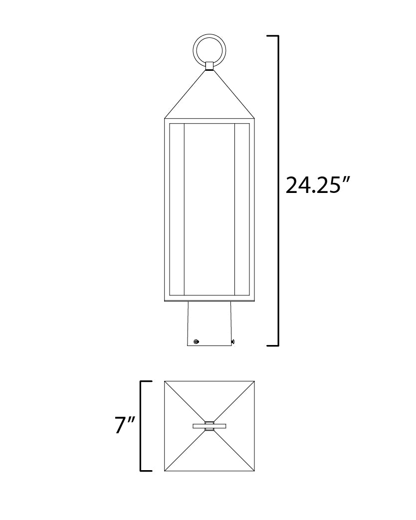 Aldous 1-Light Outdoor Post Mount dimensions diagram