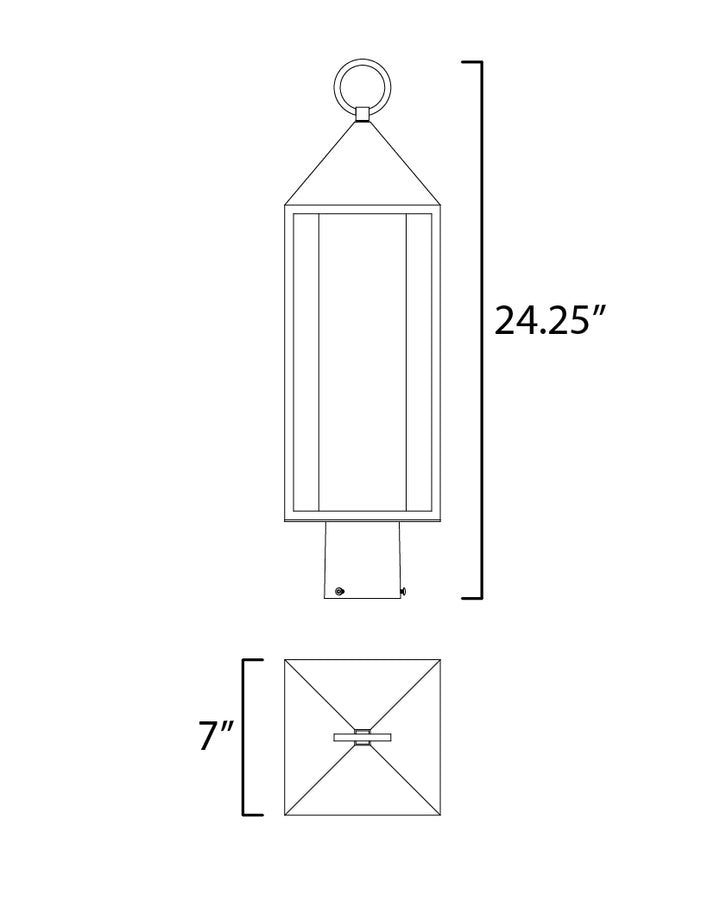 Aldous 1-Light Outdoor Post Mount dimensions diagram