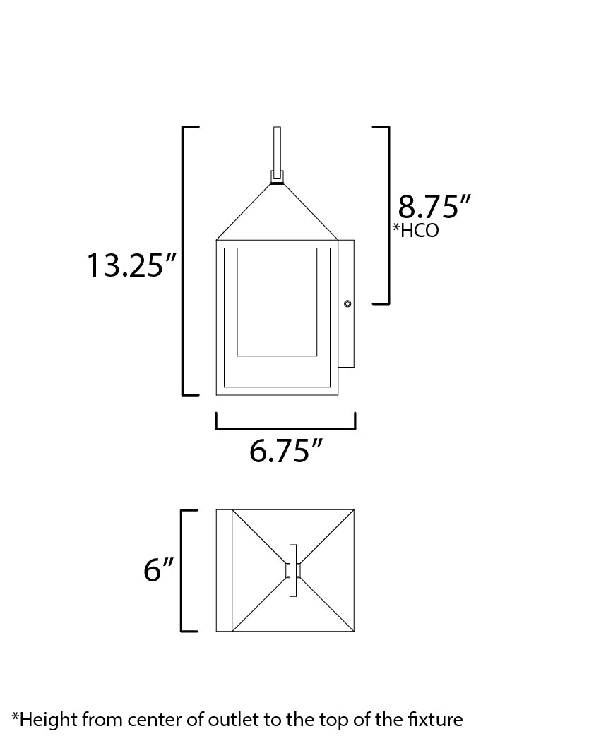 Aldous 1-Light Small Outdoor Sconce dimensions diagram