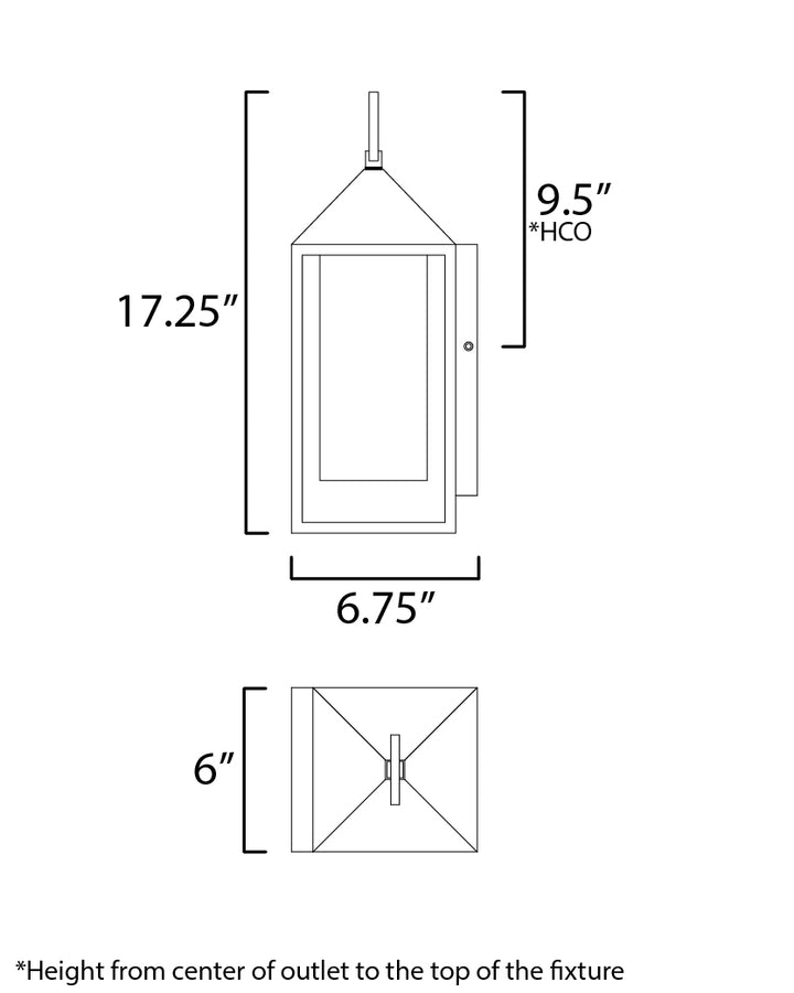Aldous 1-Light Outdoor Sconce dimensions diagram