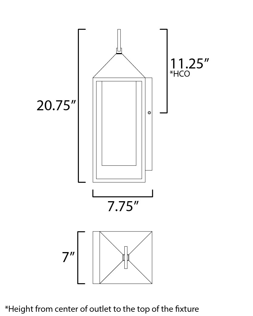 Aldous 1-Light Large Outdoor Sconce dimensions diagram