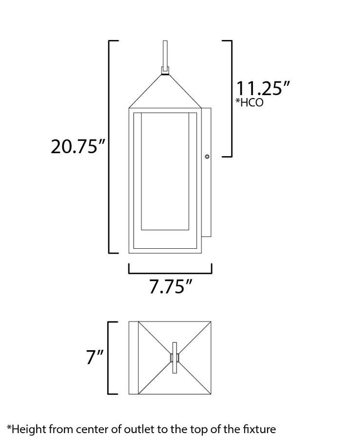 Aldous 1-Light Large Outdoor Sconce dimensions diagram