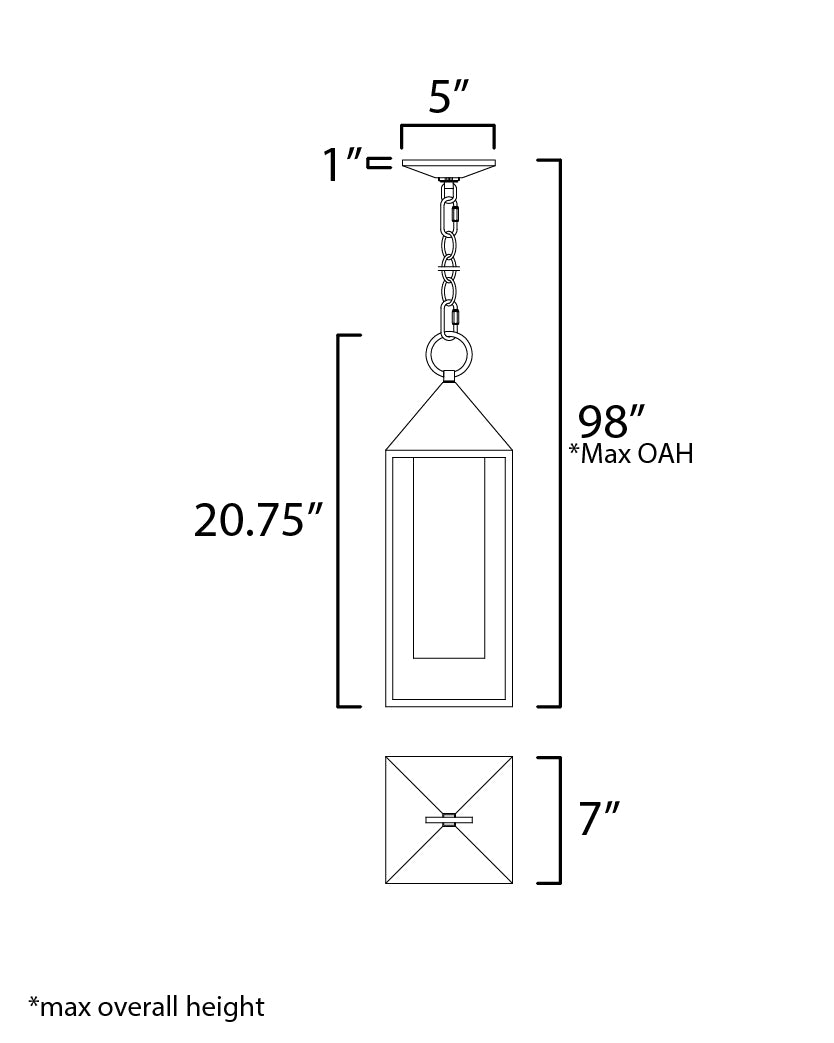 Aldous 1-Light Outdoor Pendant dimensions diagram