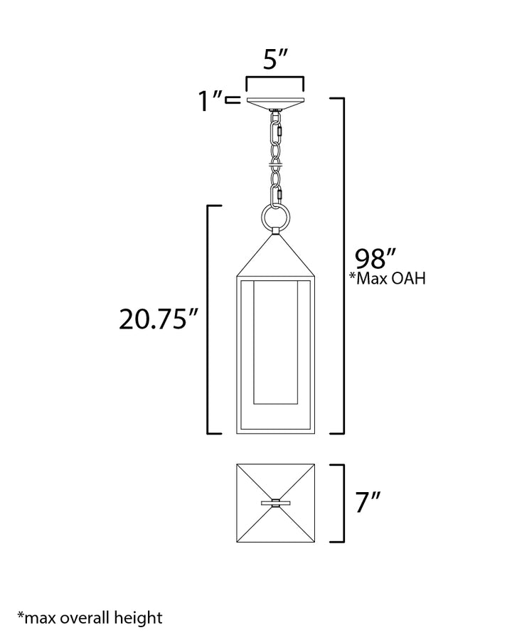 Aldous 1-Light Outdoor Pendant dimensions diagram