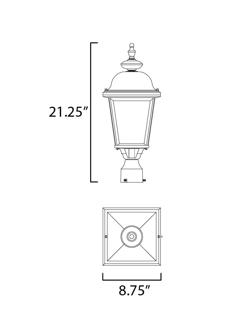 Builder Cast Outdoor Pole/Post Lantern dimensions diagram