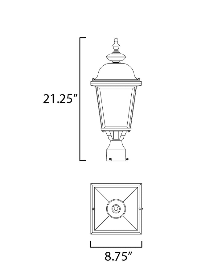 Builder Cast Outdoor Pole/Post Lantern dimensions diagram