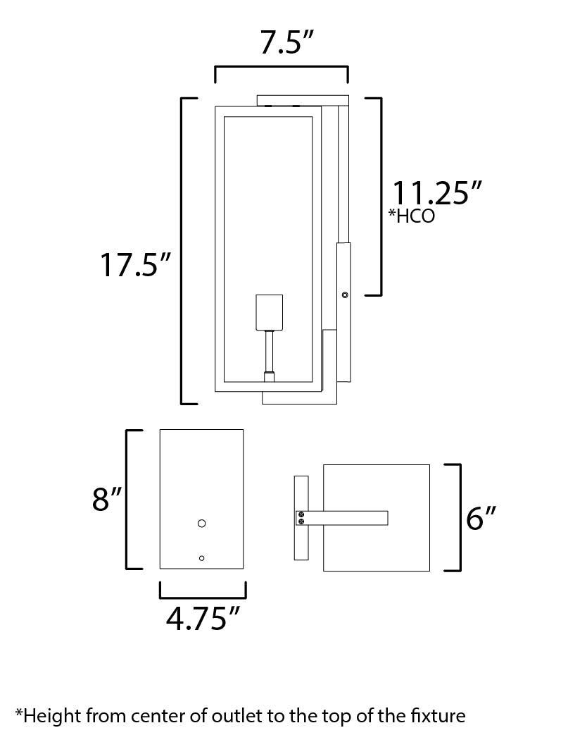 Catalina Outdoor Up-Light Wall Sconce dimensions diagram
