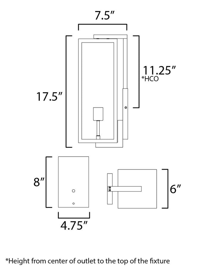Catalina Outdoor Up-Light Wall Sconce dimensions diagram