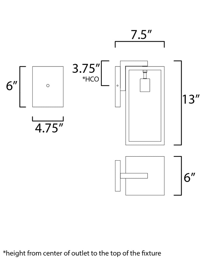 Catalina 1-Light Small Outdoor Wall Sconce dimensions diagram
