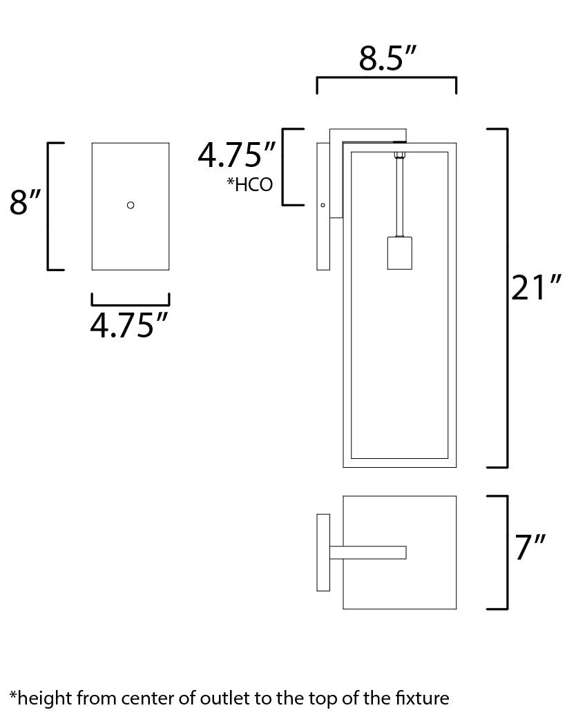 Catalina 1-Light Large Outdoor Wall Sconce dimensions diagram
