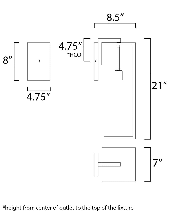 Catalina 1-Light Large Outdoor Wall Sconce dimensions diagram