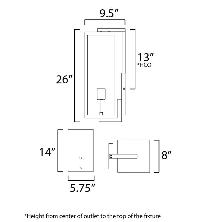 Catalina 2-Light XL Outdoor Up-Light Wall Sconce dimensions diagram