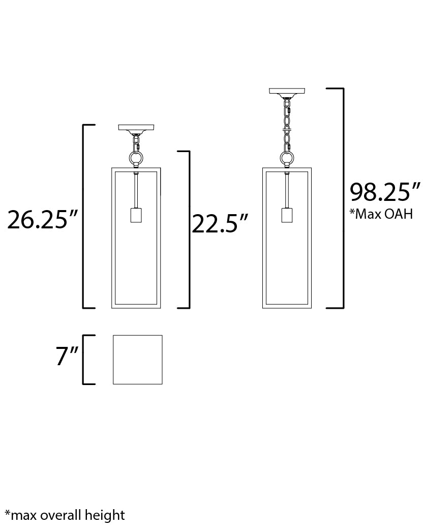 Catalina 1-Light Outdoor Hanging Lantern dimensions diagram