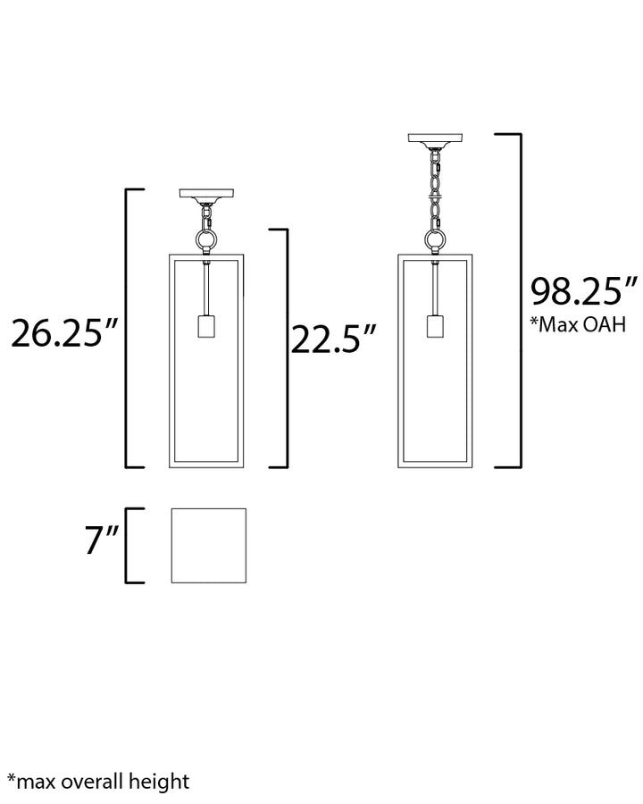 Catalina 1-Light Outdoor Hanging Lantern dimensions diagram