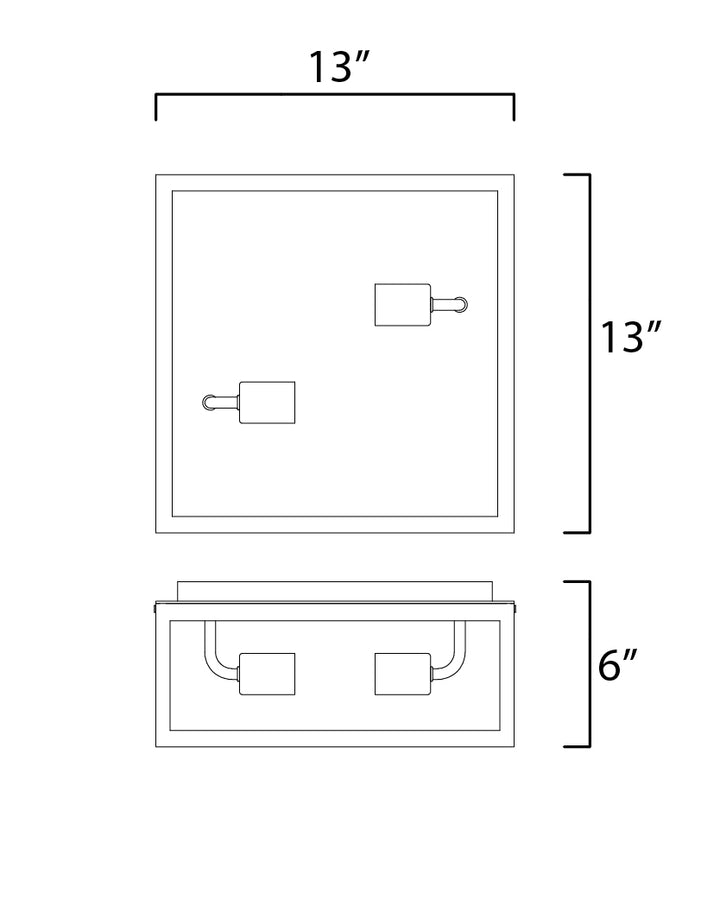 Catalina 2-Light Outdoor Ceiling Mount dimensions diagram