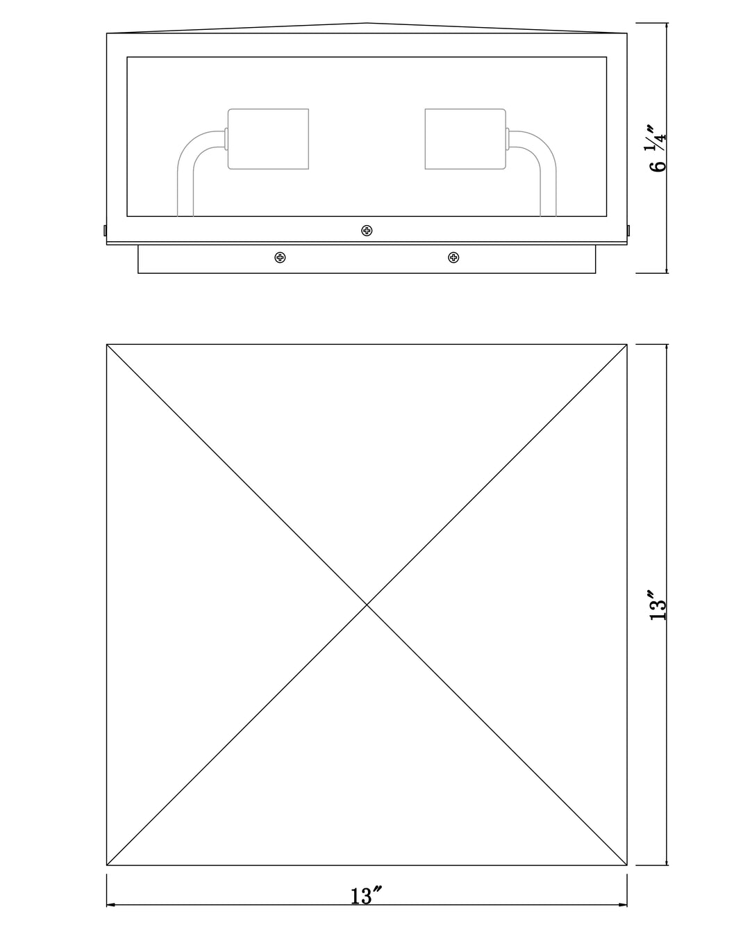 Catalina 2-Light Deck Lantern dimensions diagram