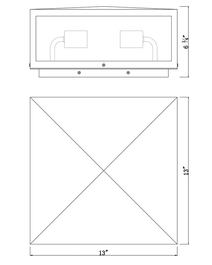 Catalina 2-Light Deck Lantern dimensions diagram