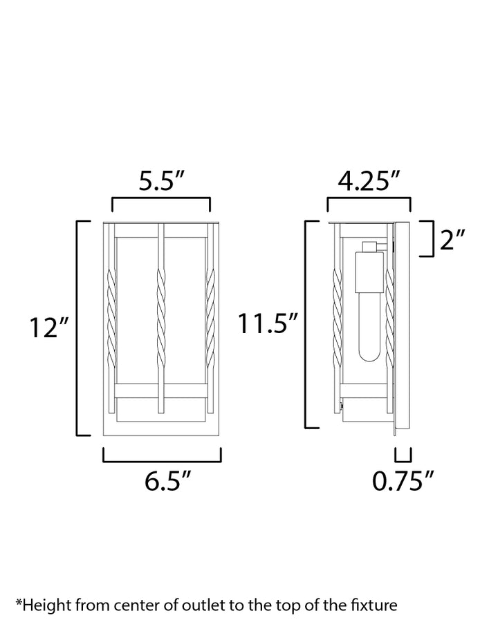 Foundry 1-Light Outdoor Wall Sconce dimensions diagram