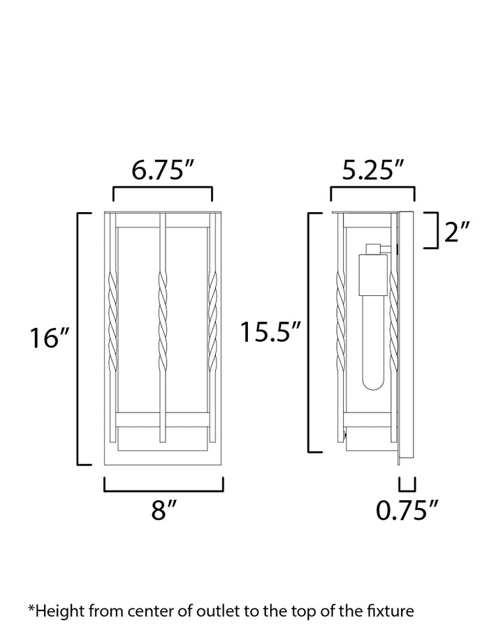 Foundry 1-Light Outdoor Wall Sconce dimensions diagram