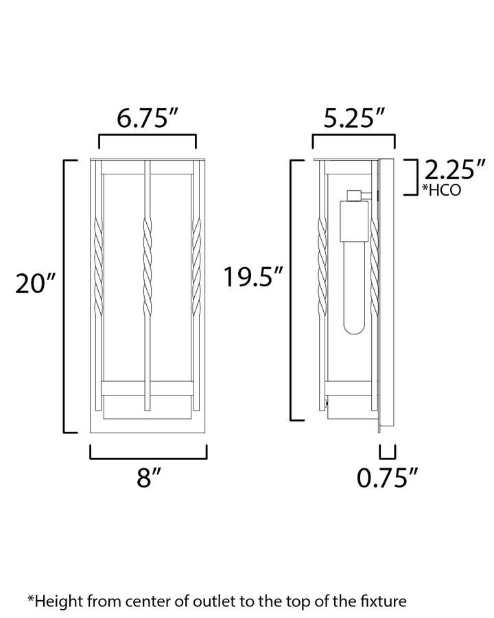 Foundry 1-Light Outdoor Wall Sconce dimensions diagram