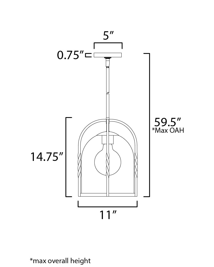 Foundry 1-Light Pendant dimensions diagram