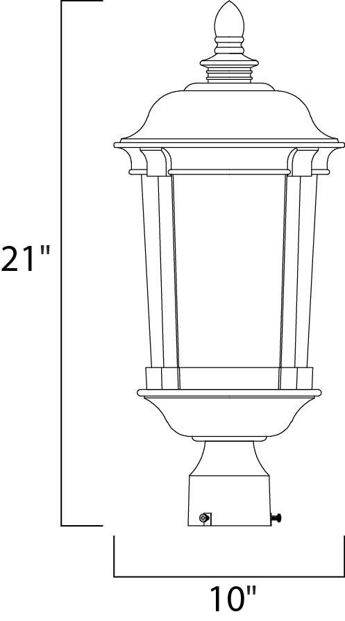 Dover Cast 3-Light Outdoor Pole/Post Lantern dimensions diagram