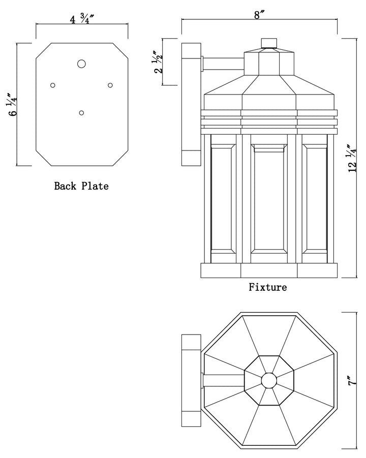 Wright 1-Light Outdoor Small Wall Sconce dimensions diagram