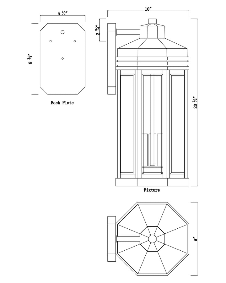 Wright Outdoor Wall Sconce dimensions diagram