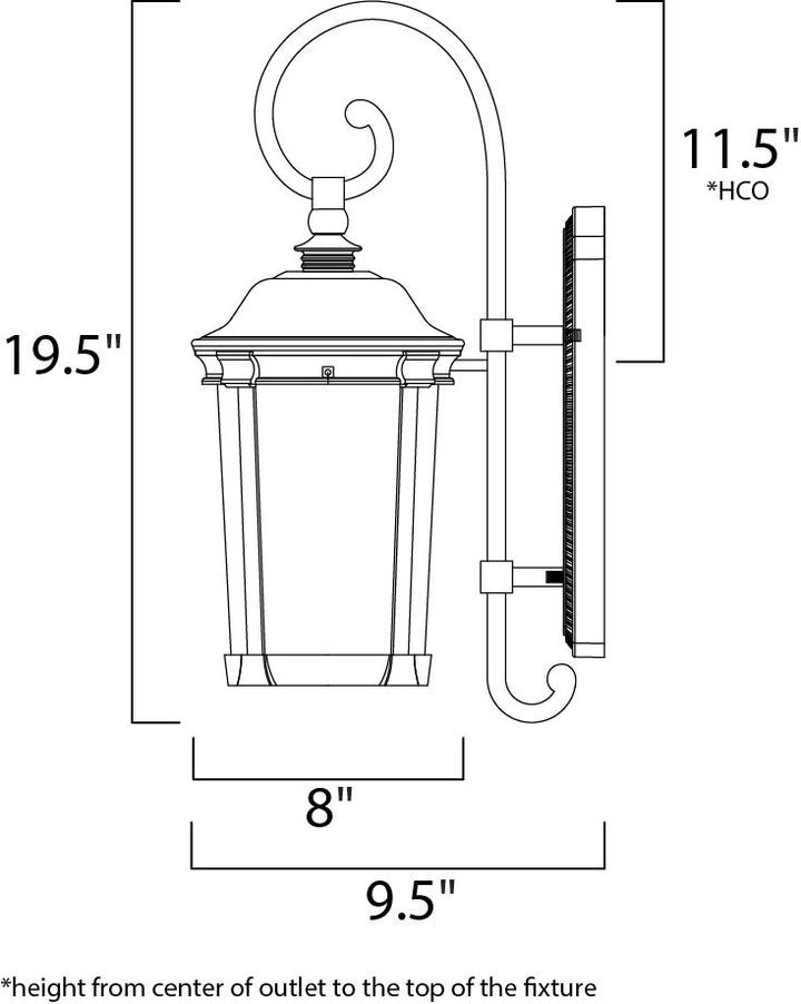 Dover Cast Outdoor Wall Lantern dimensions diagram