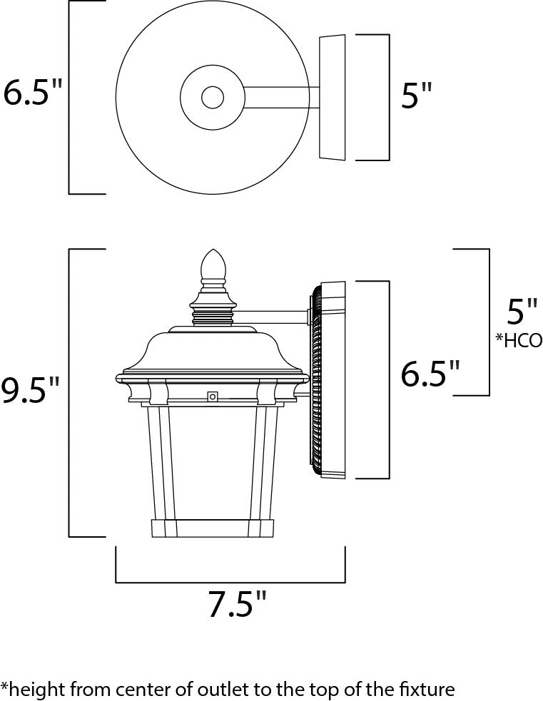 Dover Cast Outdoor Wall Lantern dimensions diagram