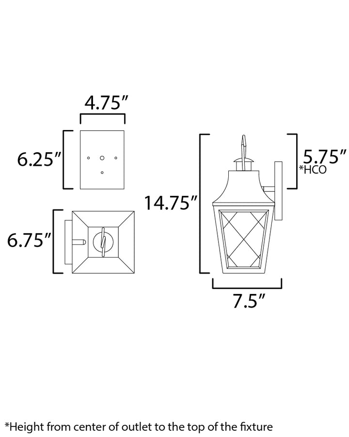 Storybook 1-Light Outdoor Small Wall Sconce dimensions diagram