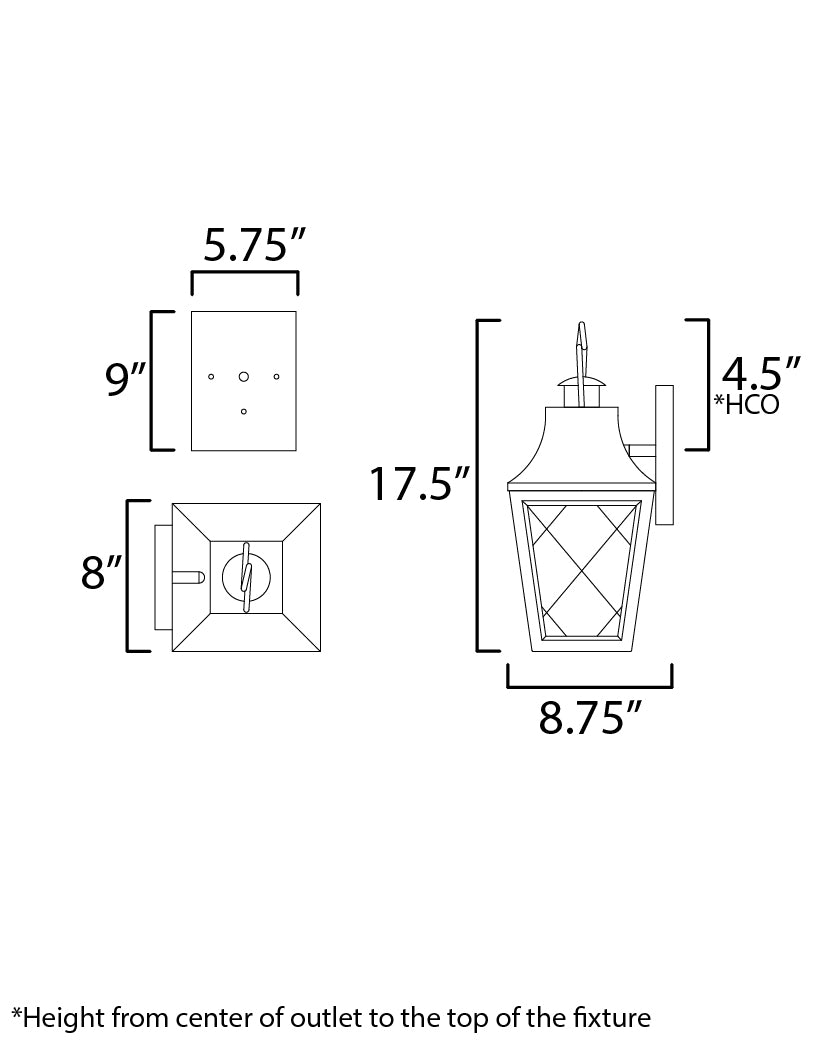 Storybook 1-Light Outdoor Wall Sconce dimensions diagram