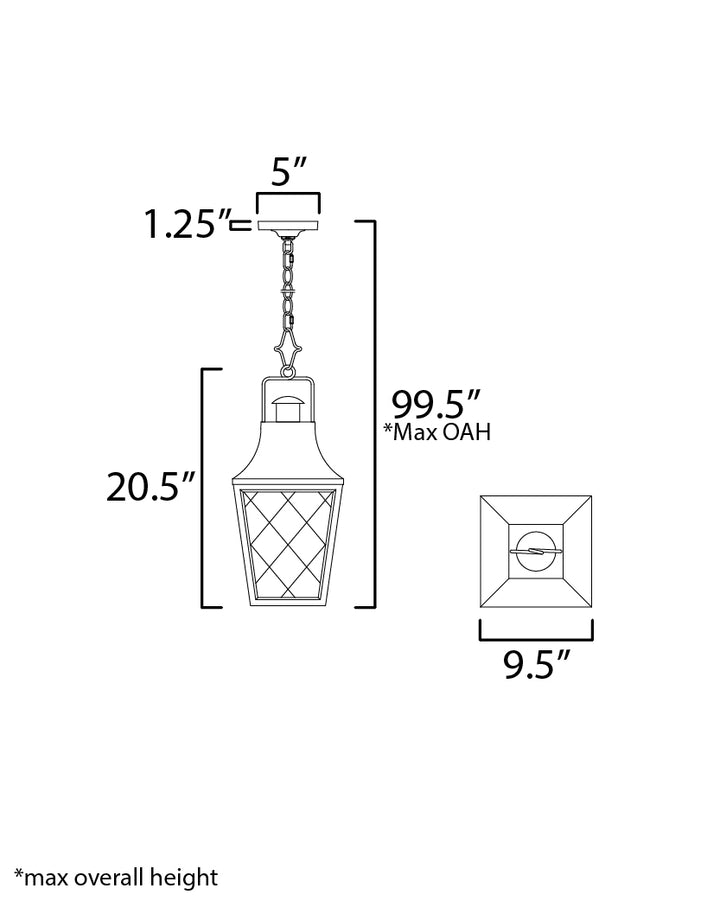 Storybook 1-Light Outdoor Pendant dimensions diagram