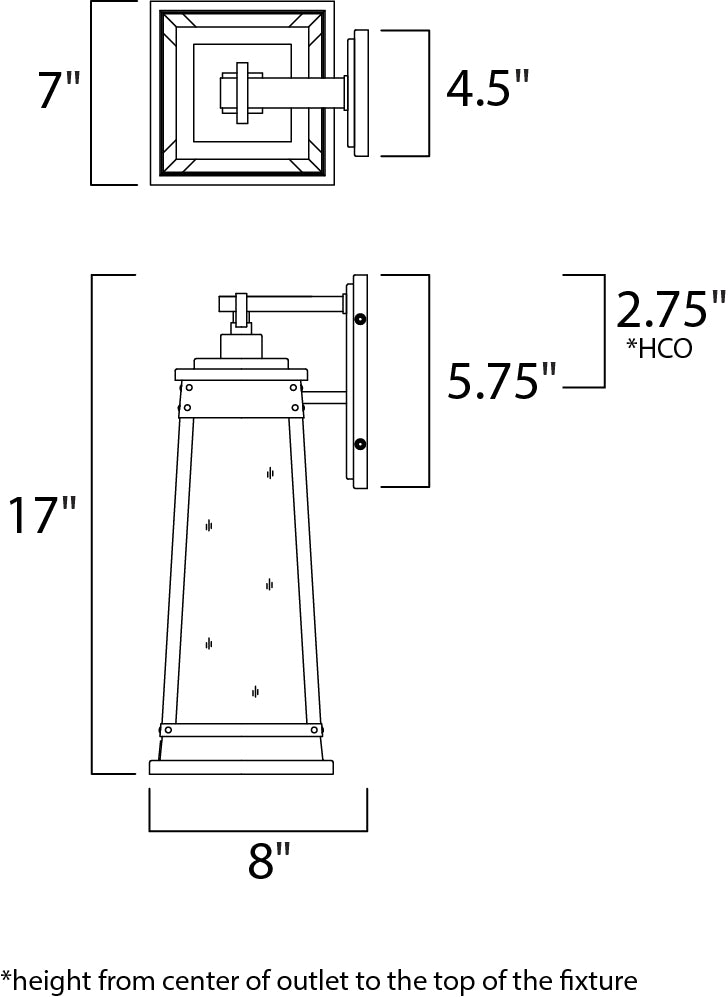 Schooner 1-Light Outdoor Sconce dimensions diagram