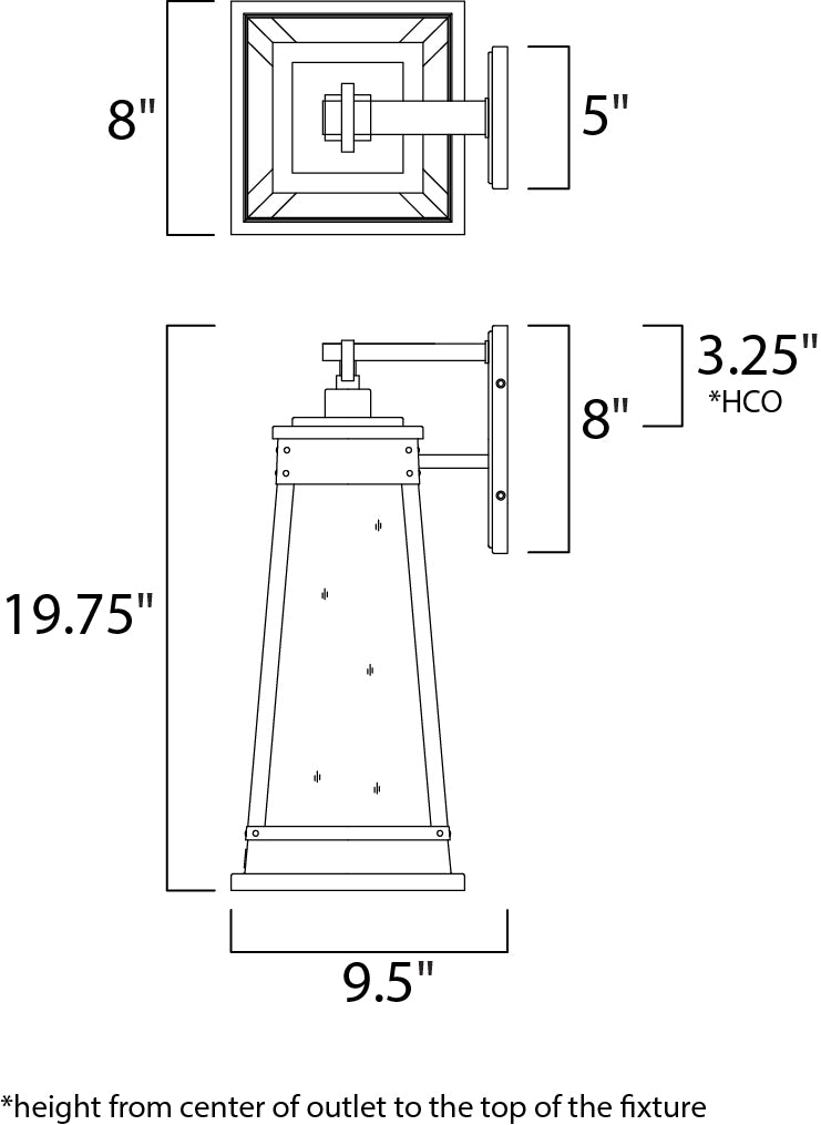 Schooner 1-Light Outdoor Sconce dimensions diagram