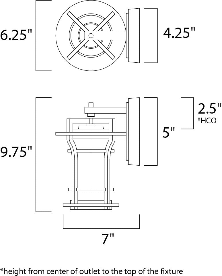 Oakville 1-Light Outdoor Wall Lantern dimensions diagram