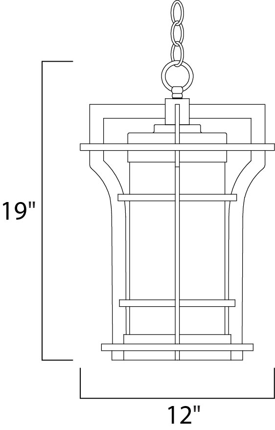 Oakville 1-Light Outdoor Hanging Lantern dimensions diagram