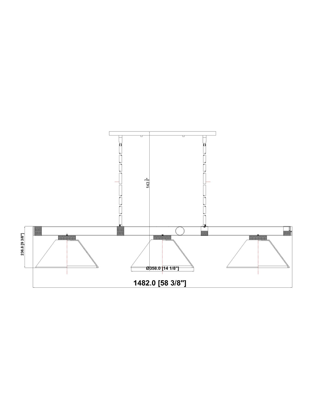 Vanguard - 3 Light Billiard Light (3050-3MB-RB-AWL14)